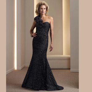 Ivonne D for Mon Cheri One-Shoulder Dress Mermaid Gown Women's Size 16